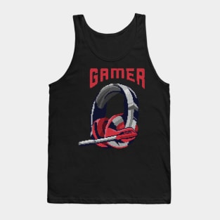 Gamer Pixel Headset - low-bit graphics - gift Tank Top